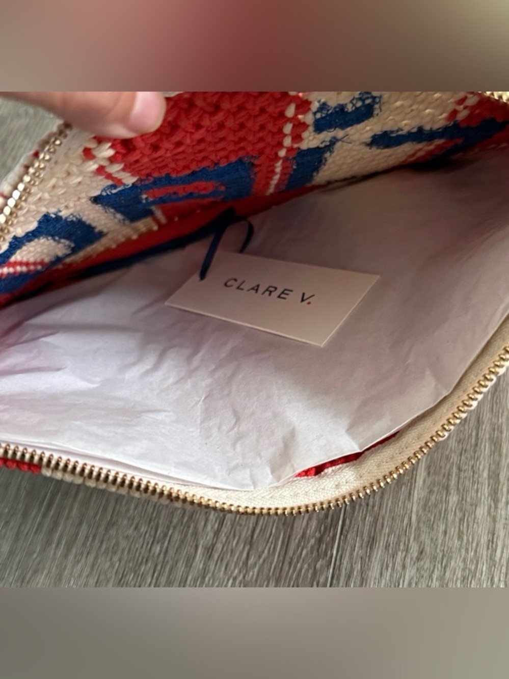 Clare V Ciao Crochet Clutch Cream Poppy Stripe NWT Sold Out - Picture 10 of 10